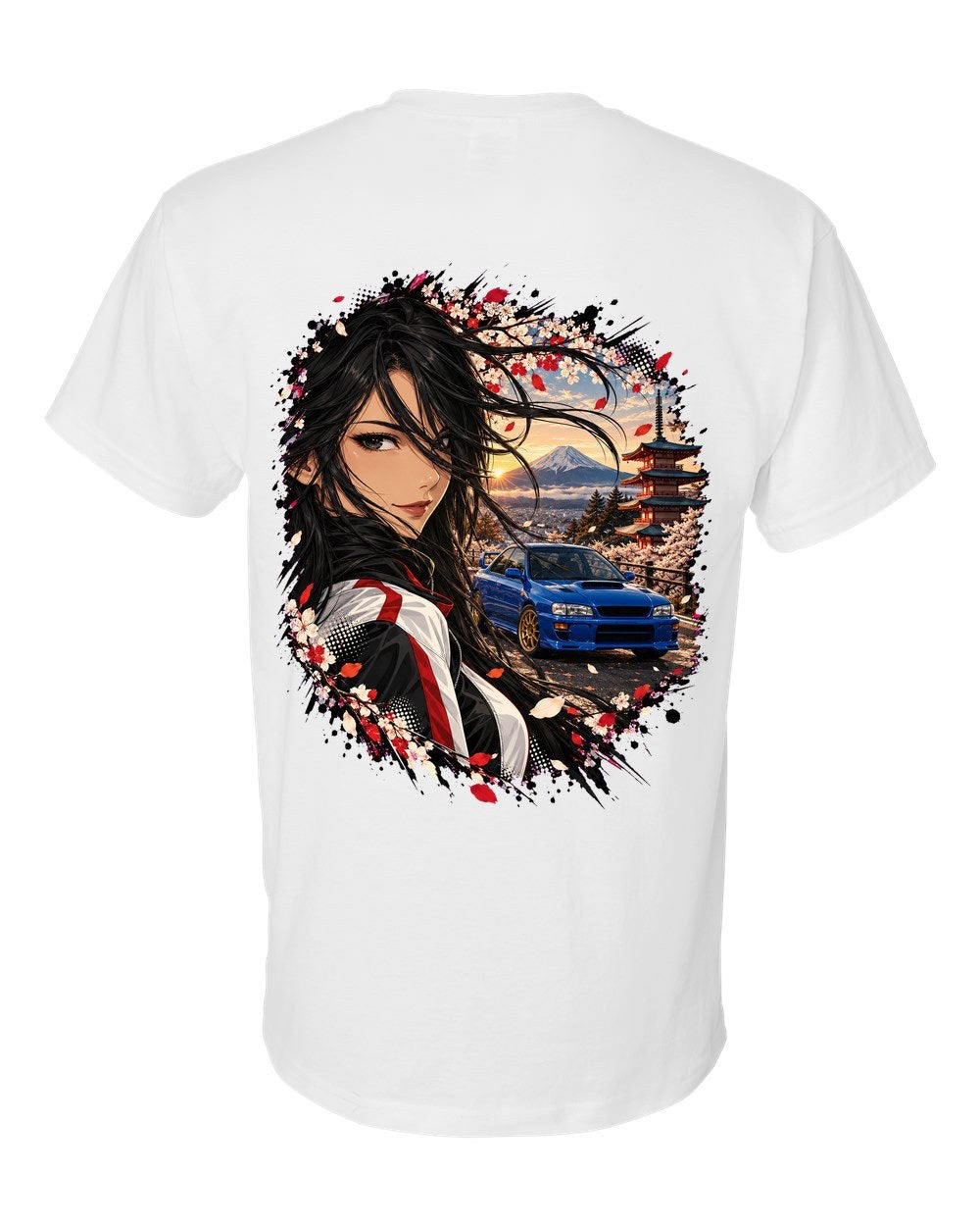 Subaru WRX STI GC8 Anime Girl T-Shirt White back
