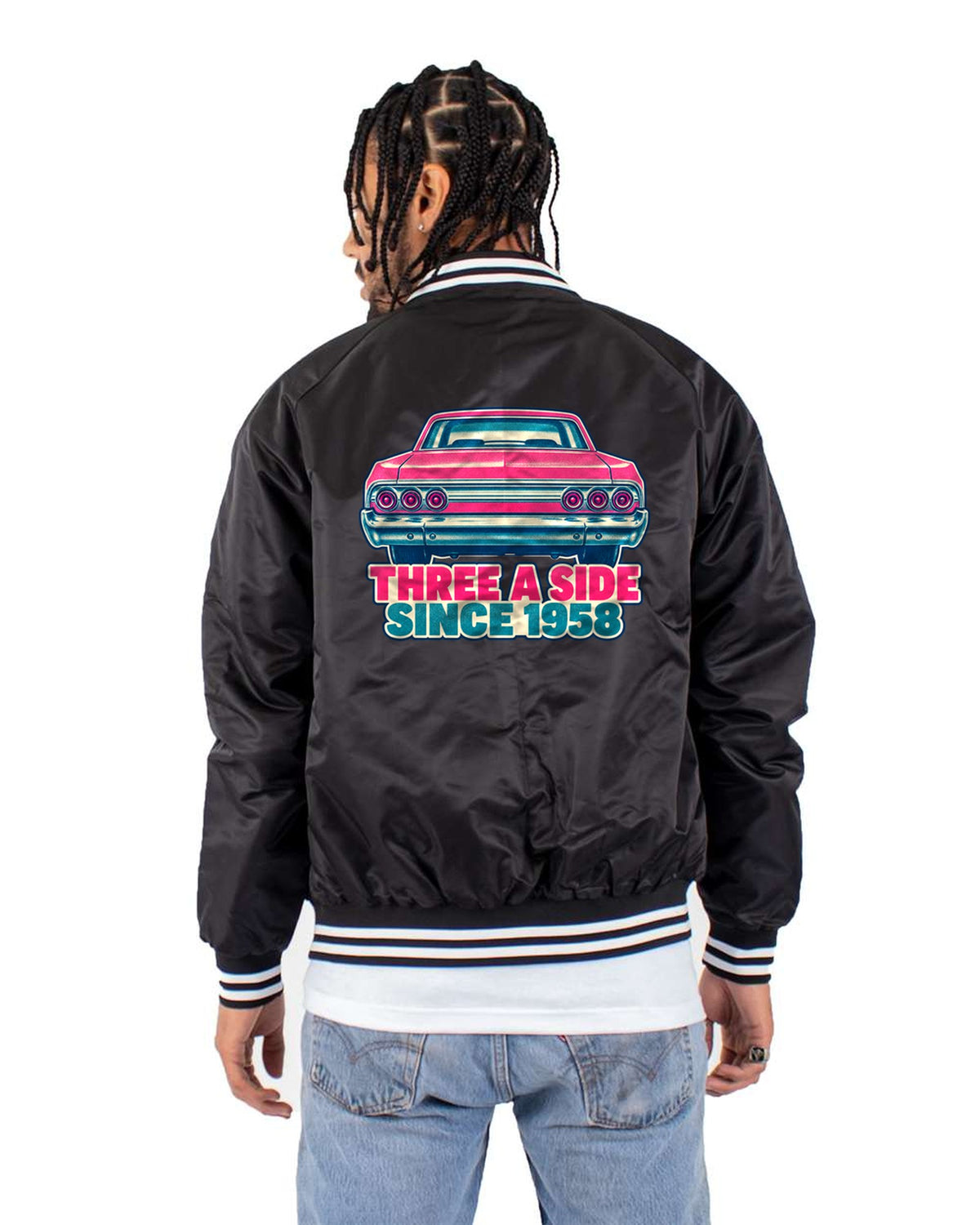 Chevrolet Impala 1964 Risograph Triple Taillight Shirt Bomber Jacket Black back