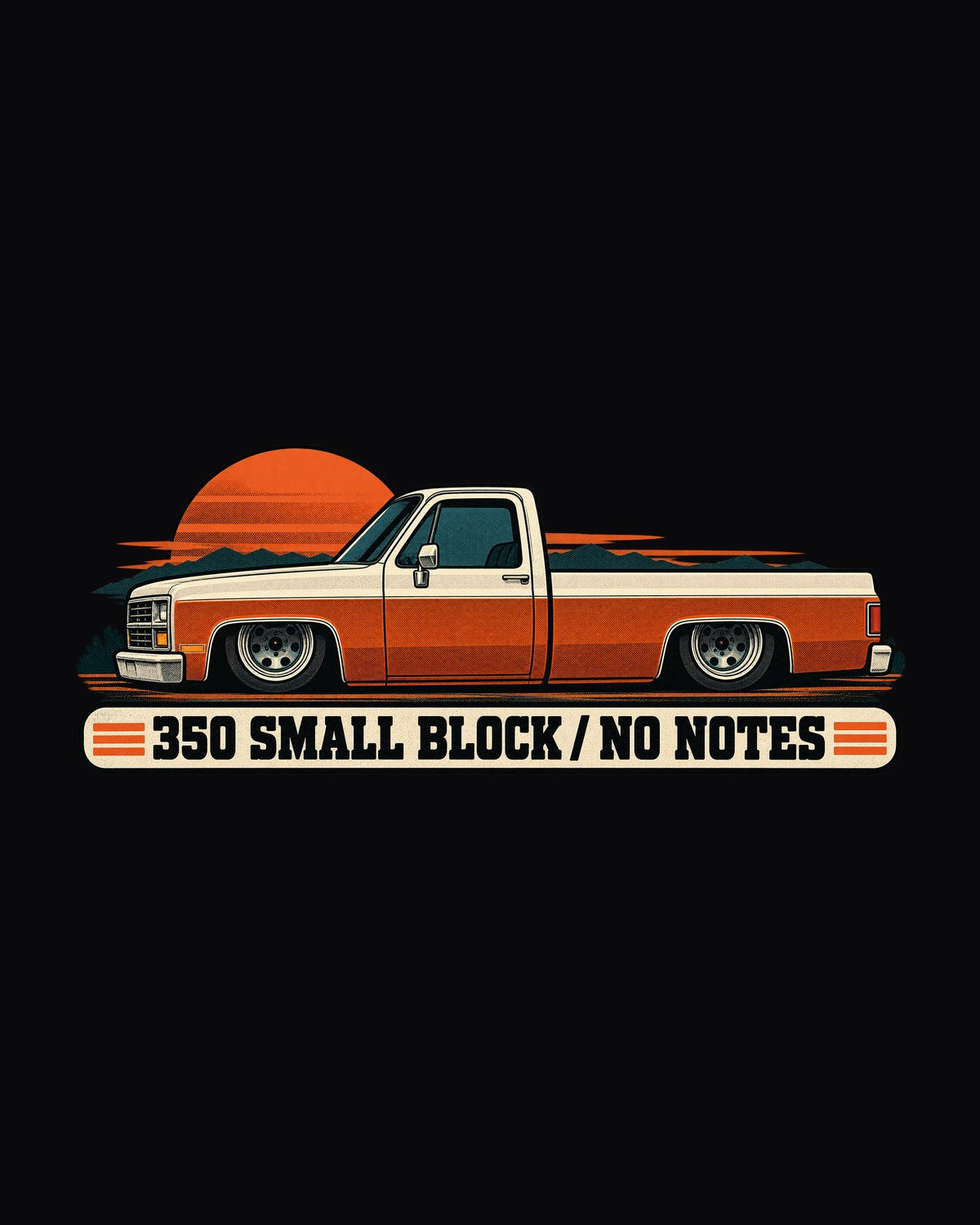 Dropped Chevrolet C10 Squarebody 1973-87 Retro Halftone Shirt design only