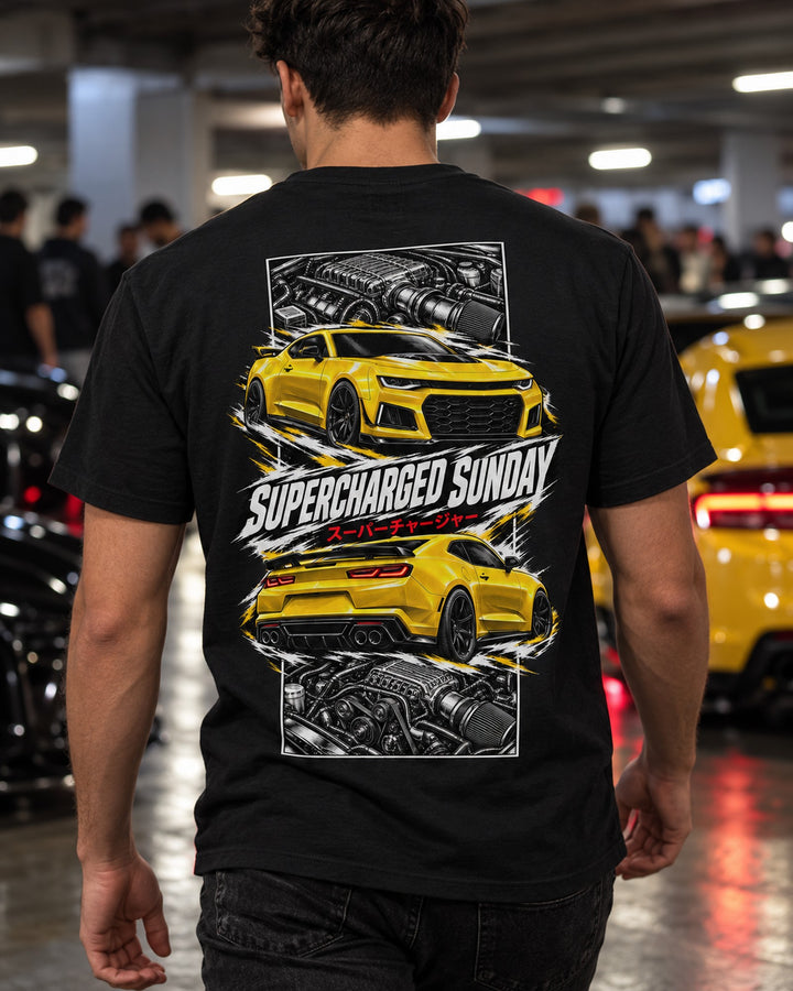 Chevy Camaro ZL1 Torn Poster Full-Back Graphic Tee T-Shirt Black worn hero