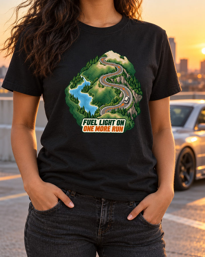 Toyota Corolla Levin AE86 Fuel Light Topographic Route Tee T-Shirt Black worn hero