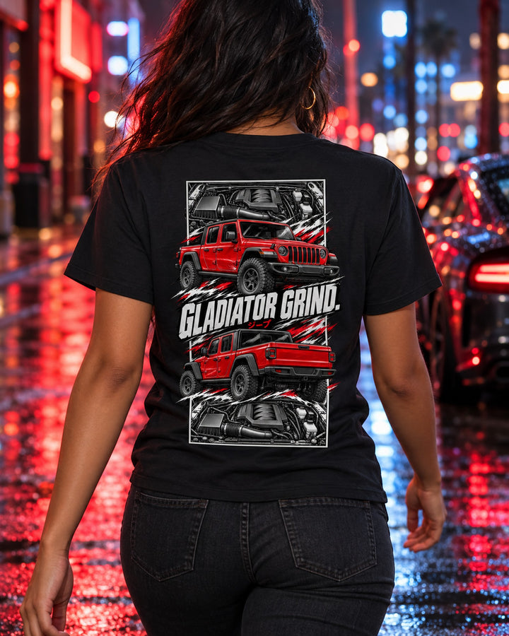 Jeep Gladiator Torn Poster Full-Back Graphic Tee T-Shirt Black worn hero
