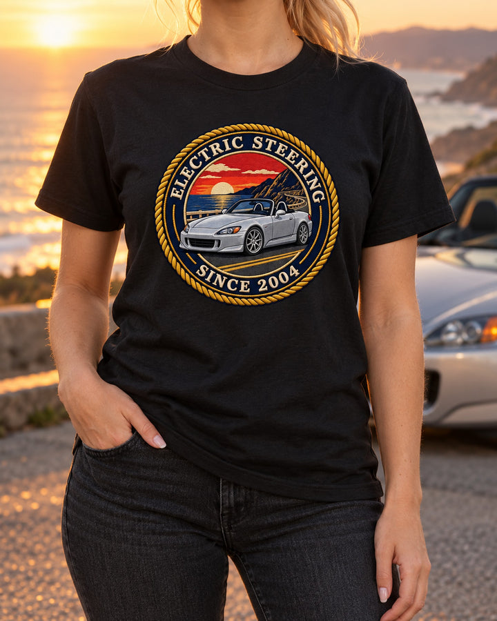 Embroidery-Style Honda S2000 AP2 Crest Shirt, Since 2004 T-Shirt Black worn hero