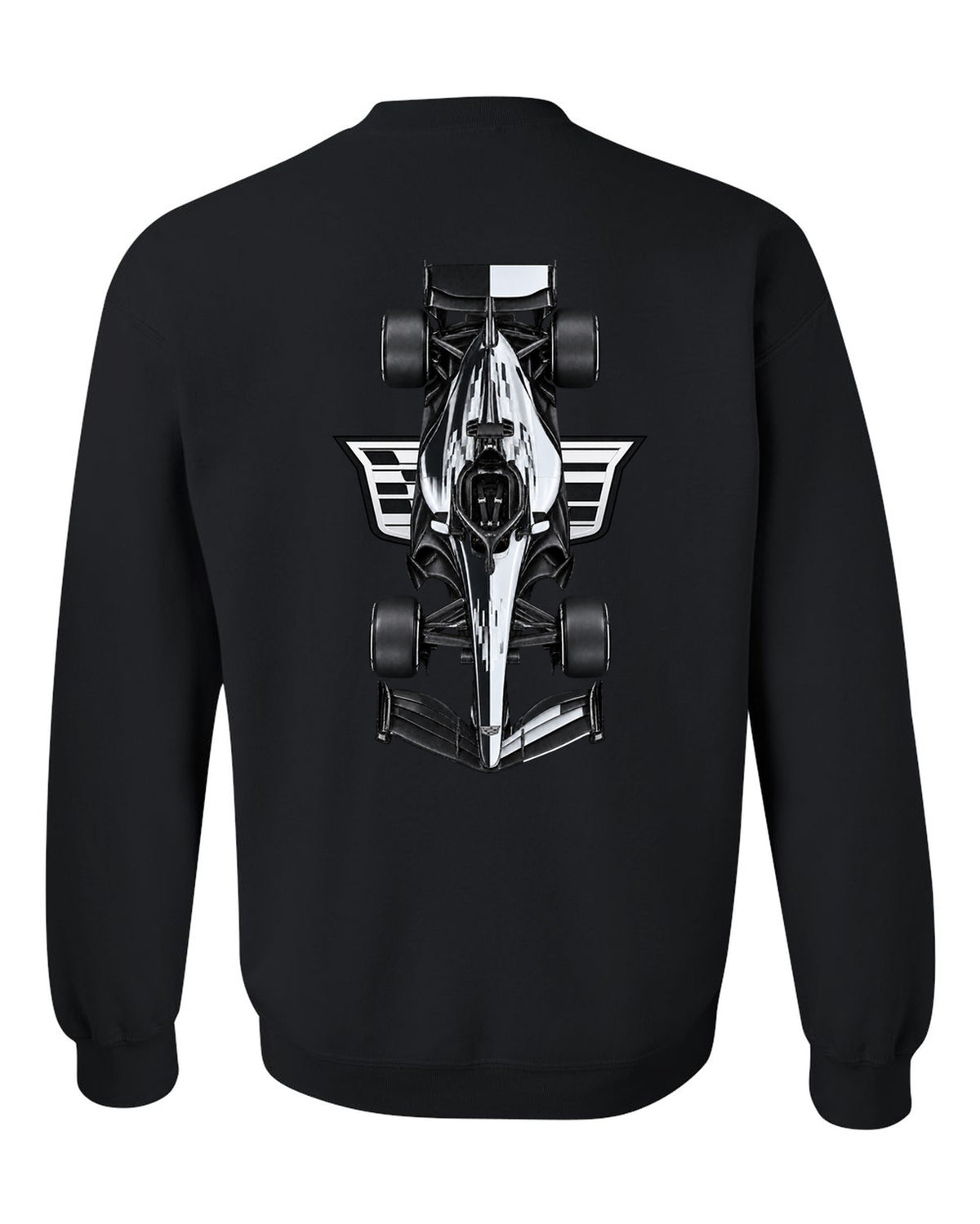 Cadillac MAC-26 Formula 1 overhead poster artwork black crewneck back view with the design