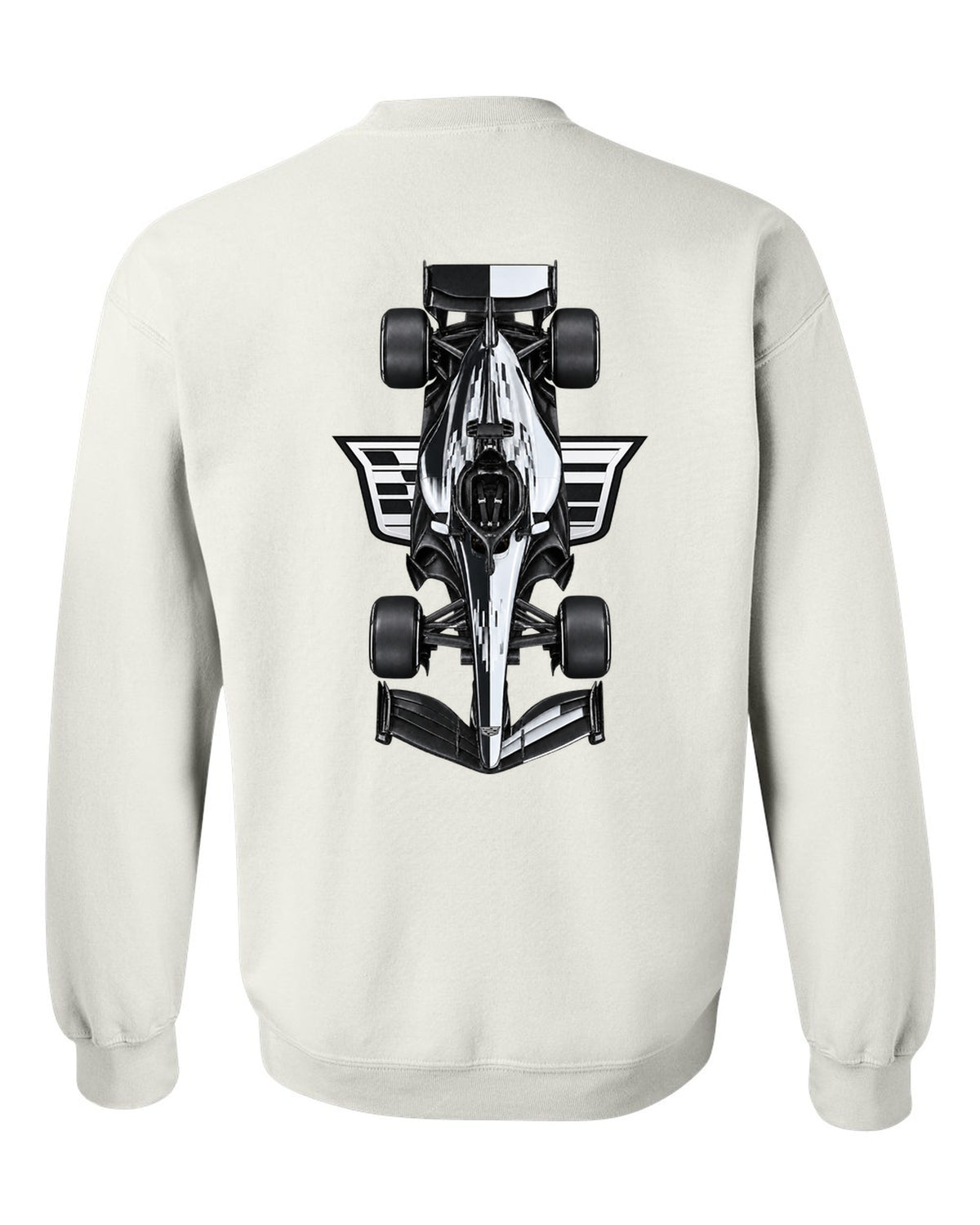 Cadillac MAC-26 Formula 1 overhead poster artwork white crewneck back view with the design