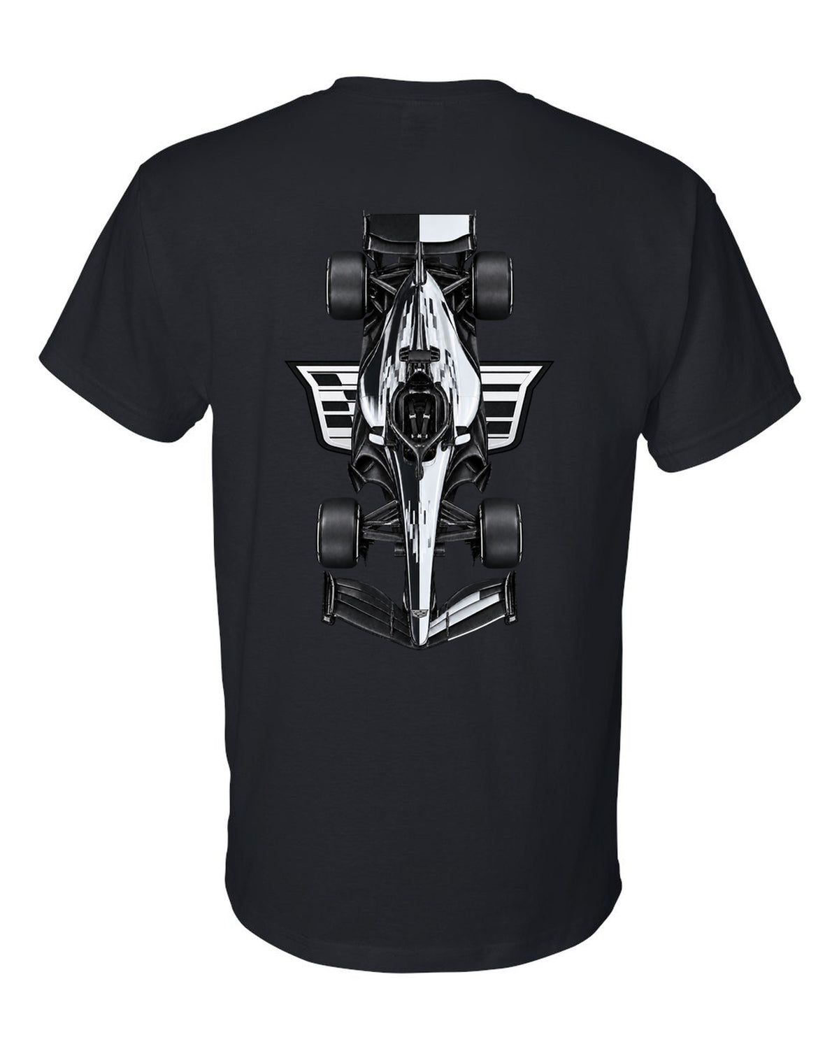 Cadillac MAC-26 Formula 1 overhead poster artwork black t-shirt back view with the design