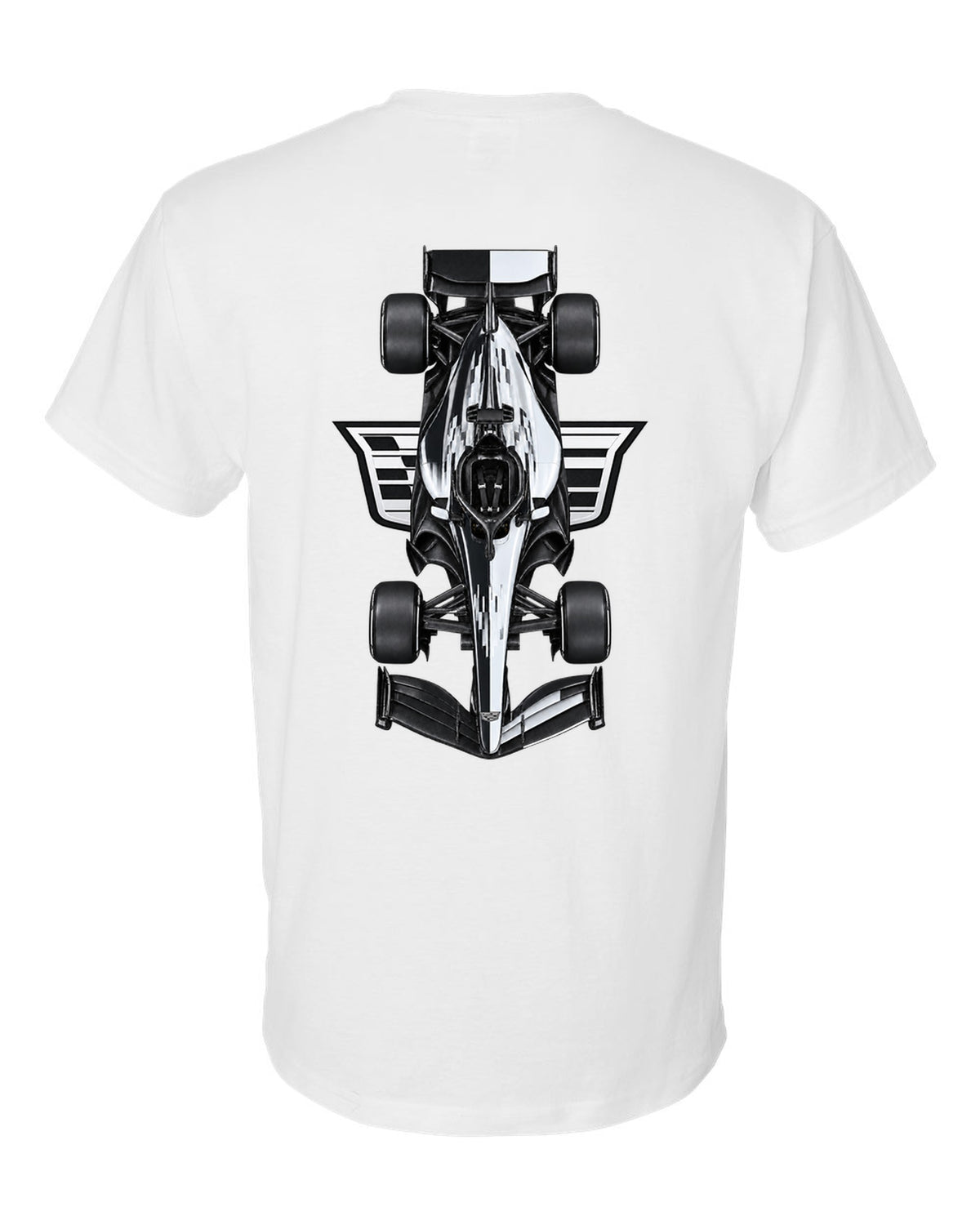 Cadillac MAC-26 Formula 1 overhead poster artwork white t-shirt back view with the design