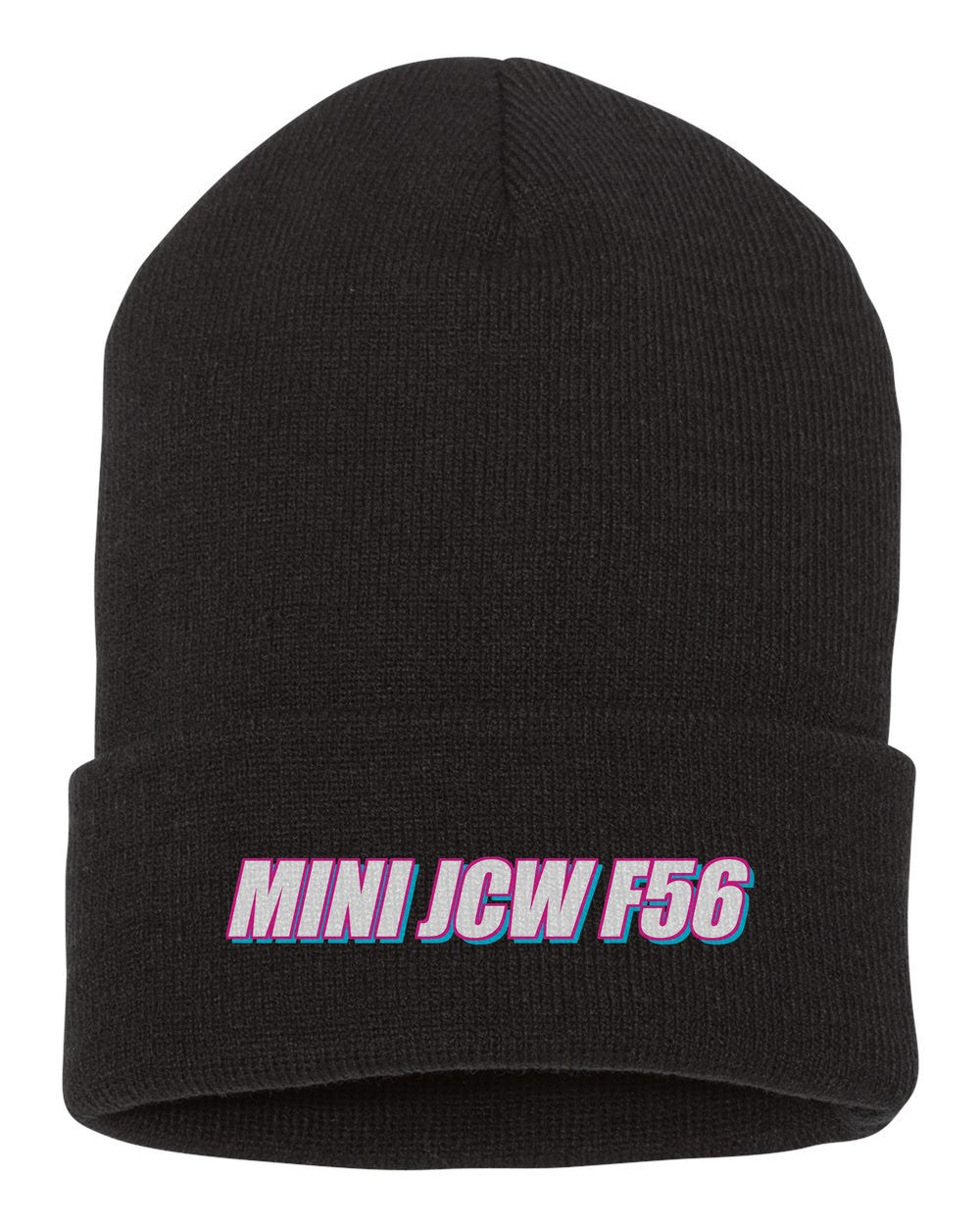 Mini Jcw F56 black beanie front view with car name