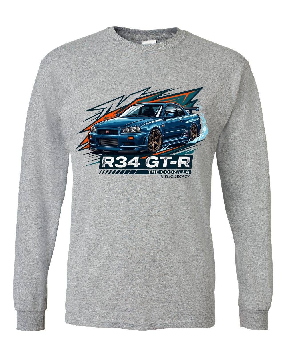 R34 GT-R Godzilla Long Sleeve T-Shirt