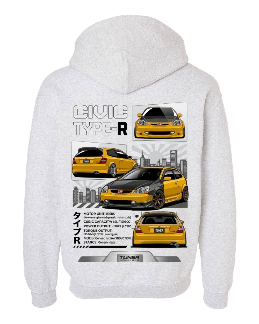Civic Type-R Tuner Black Zip Hoodie