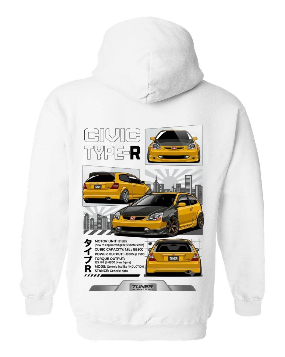 Civic Type-R Tuner Black Zip Hoodie