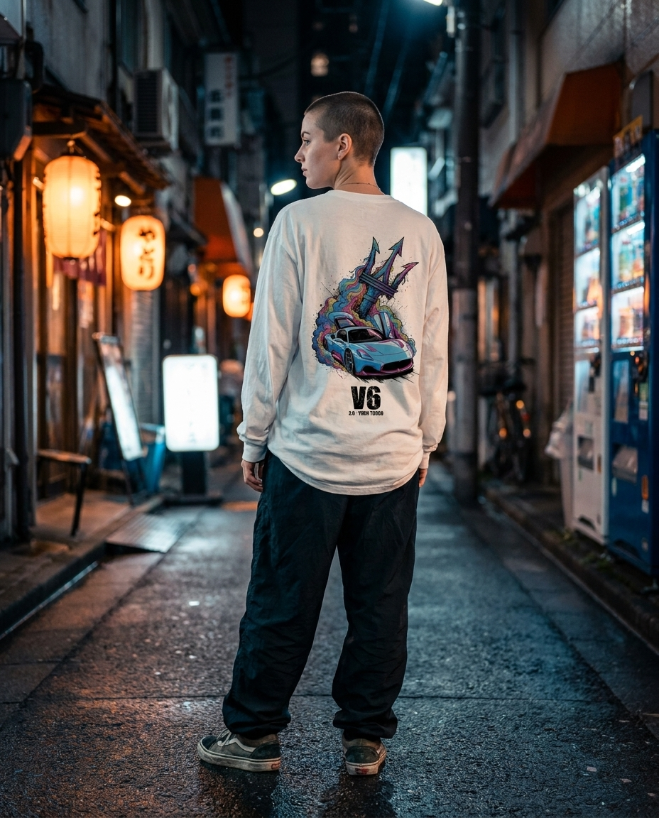 White Long-Sleeve Tee street