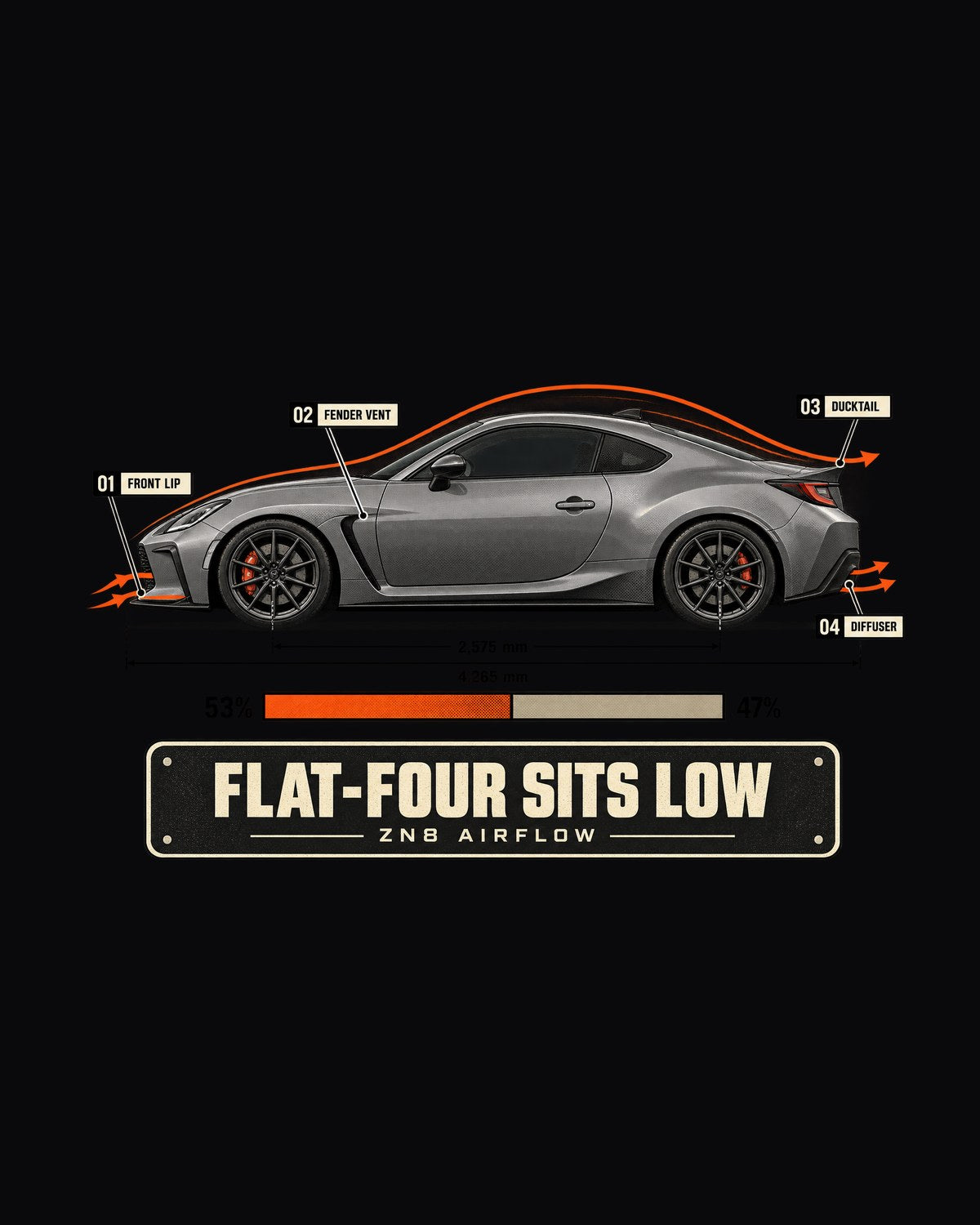 Toyota GR86 ZN8 Airflow Callout Shirt, Flat-Four Car Tee design only