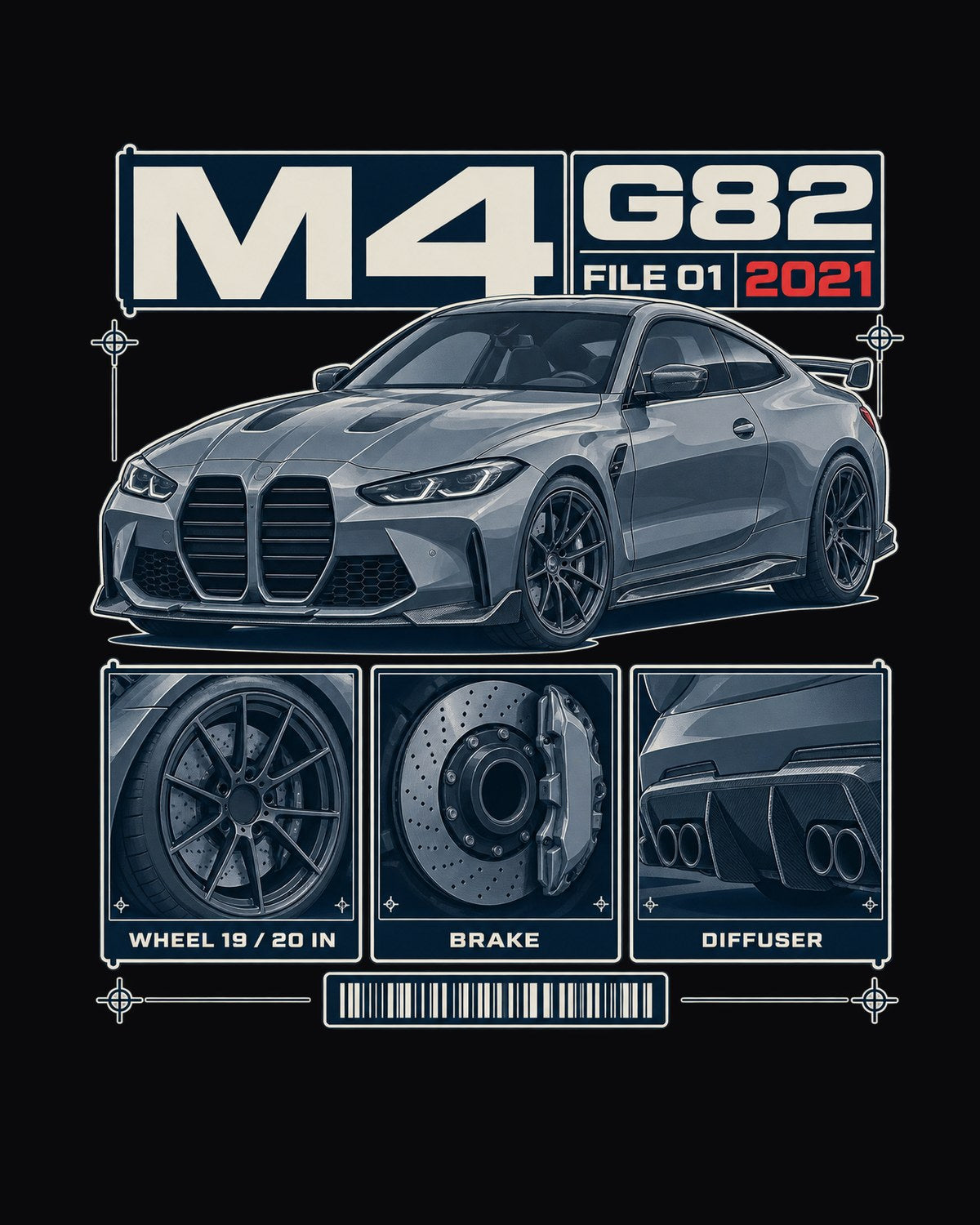 BMW M3 G80 File 01 Dossier Panels Shirt, Wheels Brakes Diffuser design only