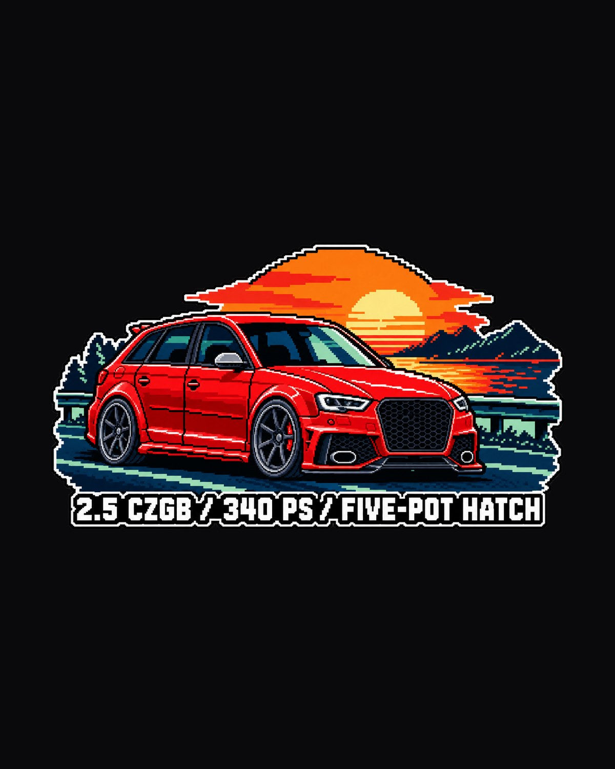 Audi RS3 Sportback 8P 2.5 CZGB 16-Bit Pixel Art Shirt design only
