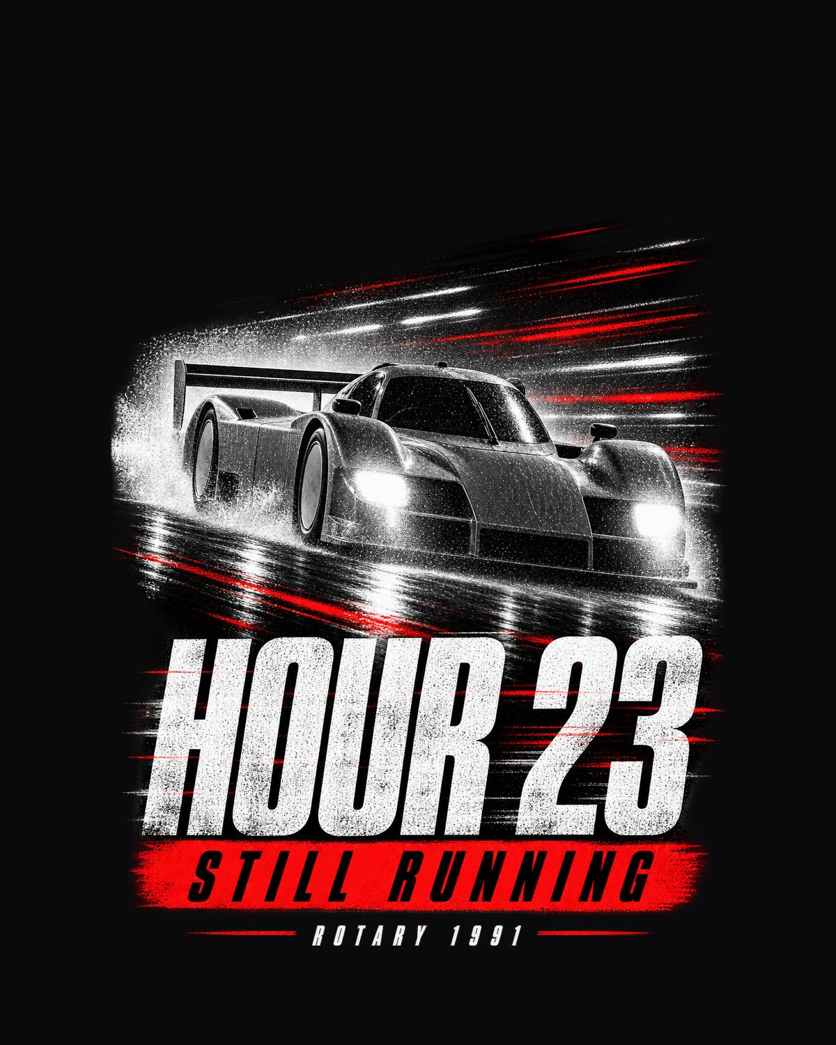 Mazda 787B Hour 23 Le Mans Race Poster Tee, 1991 Rotary design only