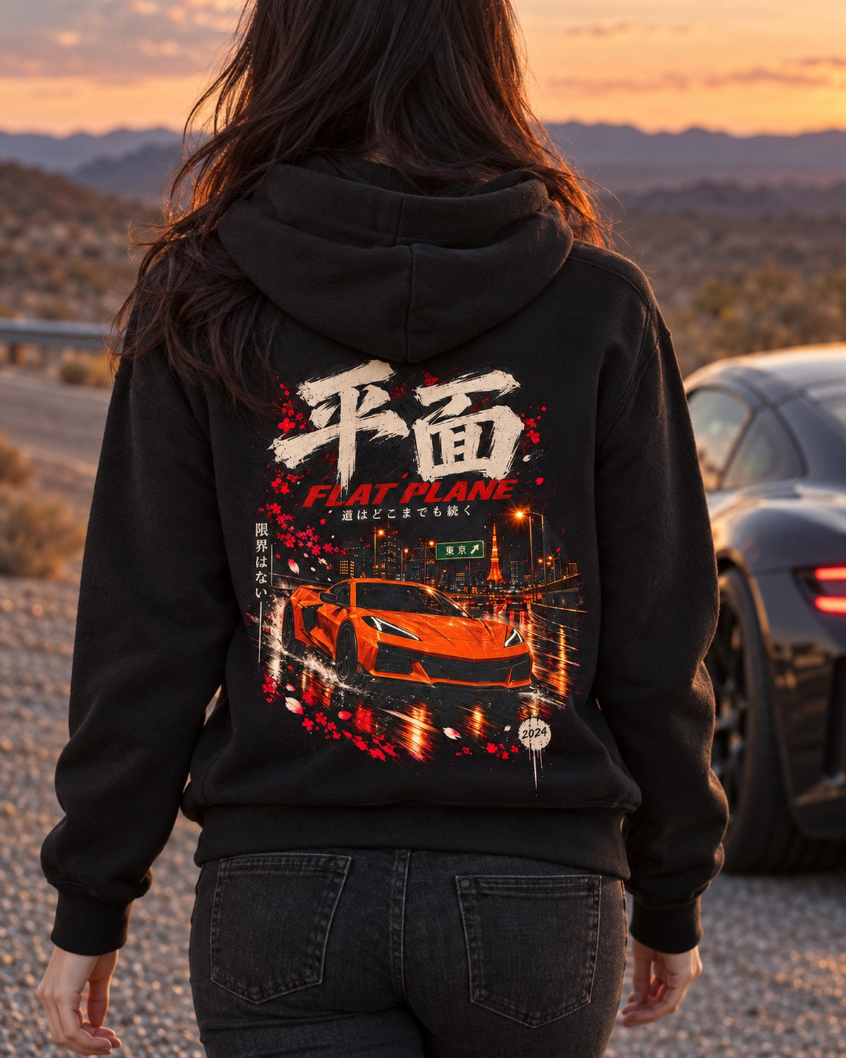 Chevrolet Corvette C8 Z06 Flat Plane Shirt, Hoodie & More Zip Hoodie Black worn hero