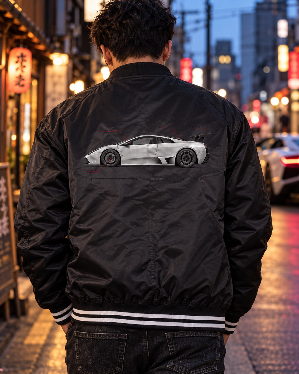 Gallardo Superleggera Spec Poster Shirt, 618 Made, Car Guy Gift Bomber Jacket Black worn hero