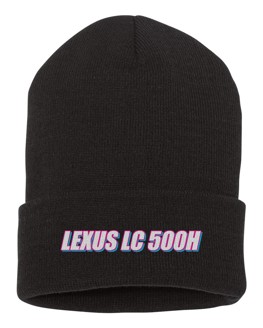 Lexus Lc 500H black beanie front view with car name