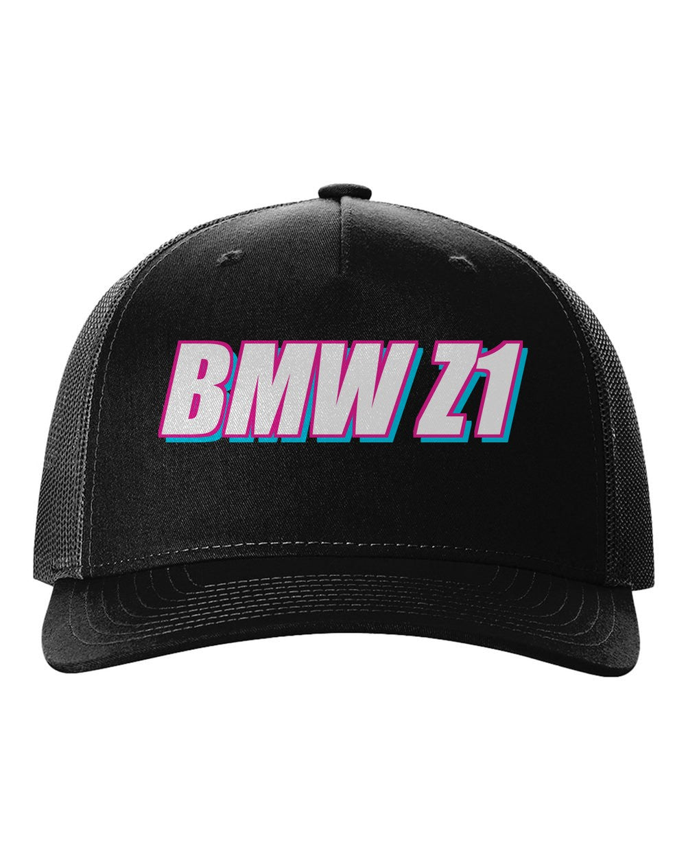 black hat front view with car name