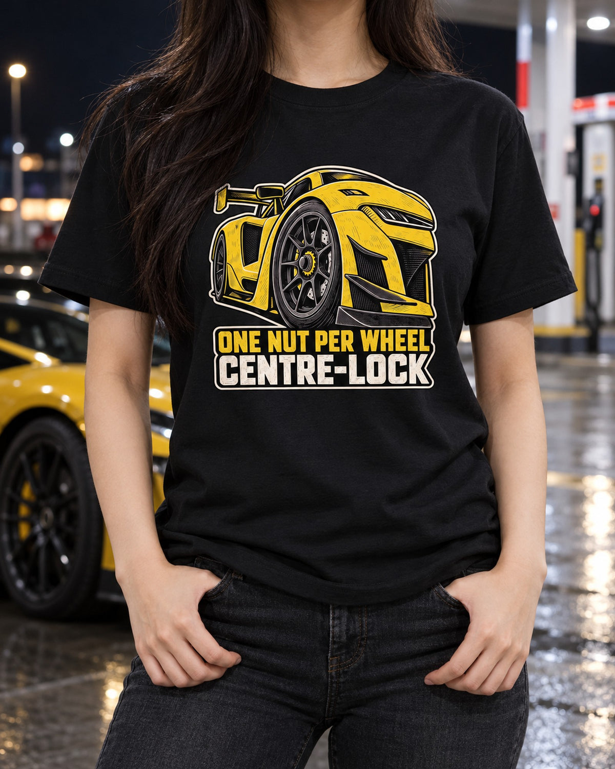 Corvette C8.R Rear Wing Risograph Duotone Racing Shirt T-Shirt Black worn hero