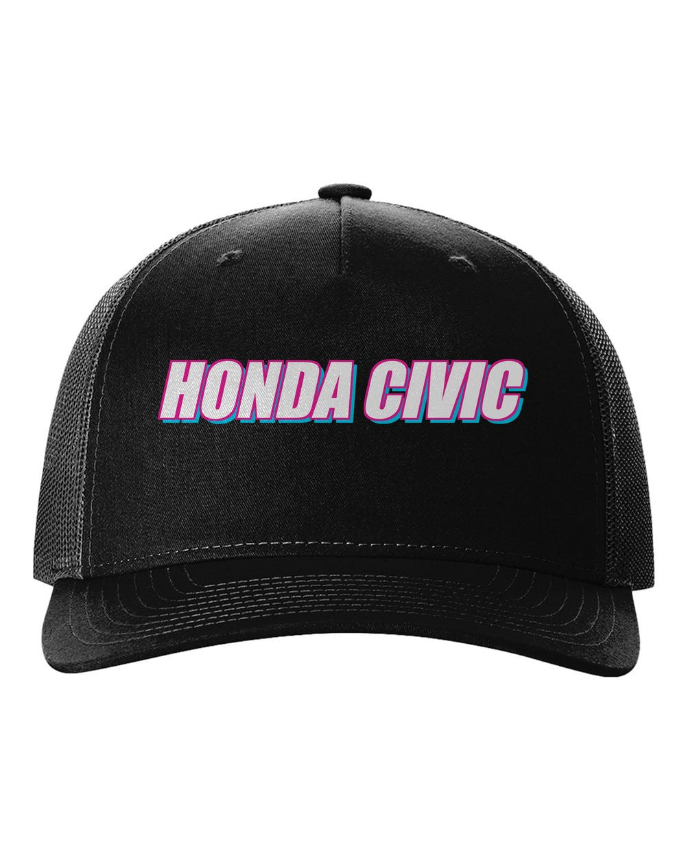 black hat front view with car name