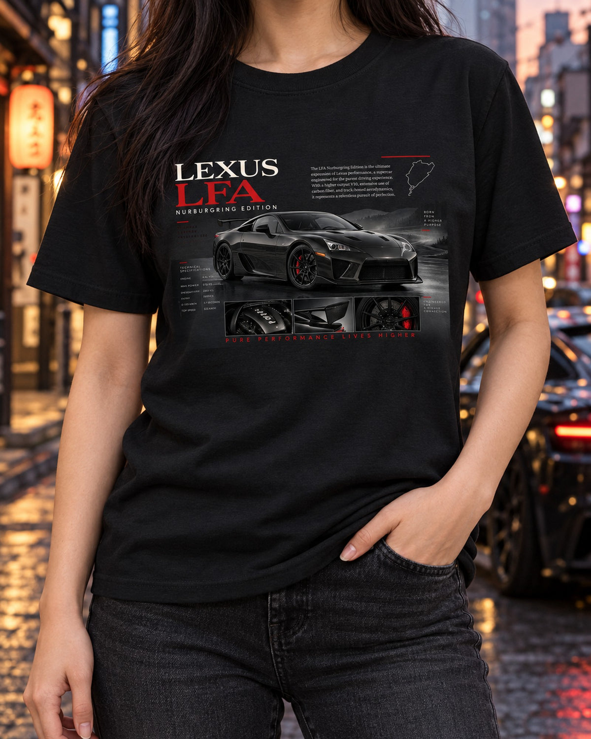 Toyota GR86 ZN8 Rear Detail Tee, Ducktail Twin Tips LSD T-Shirt Black worn hero