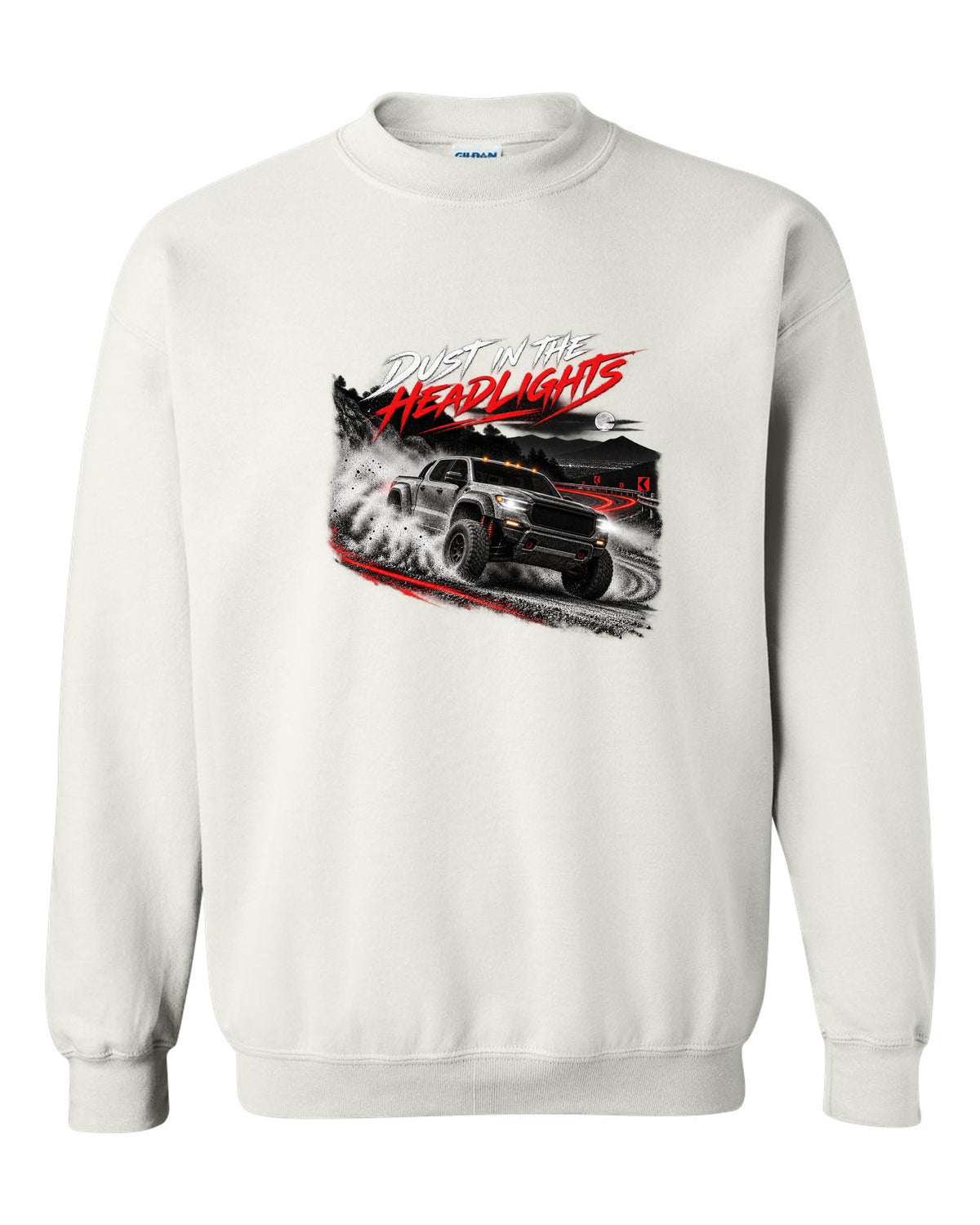 Ford Ranger Raptor 2024 P703 dust night print with Redback, 3.0 TT and 405 HP white crewneck front view with the design