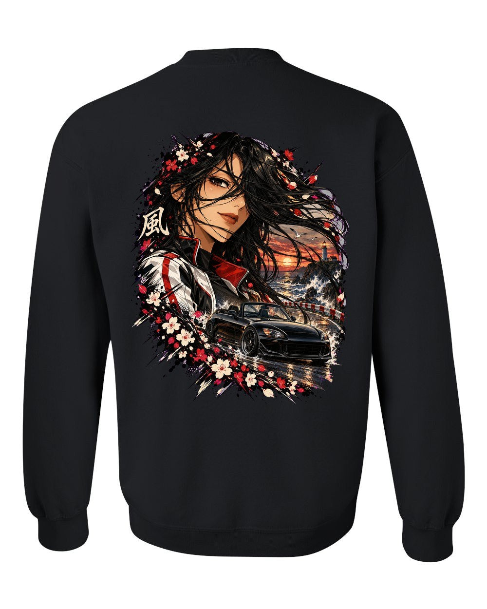 Honda S2000 Anime Girl Crewneck Black back