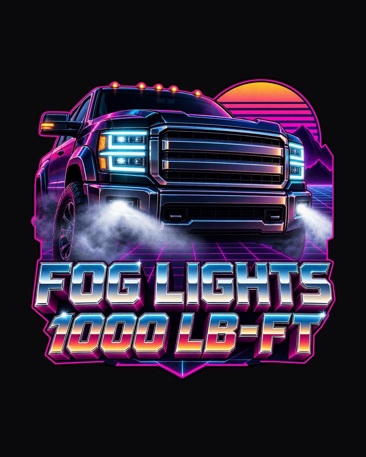 Ram HD 2500 6.7 HO Fog Cutter Synthwave Shirt, 5th Gen design only