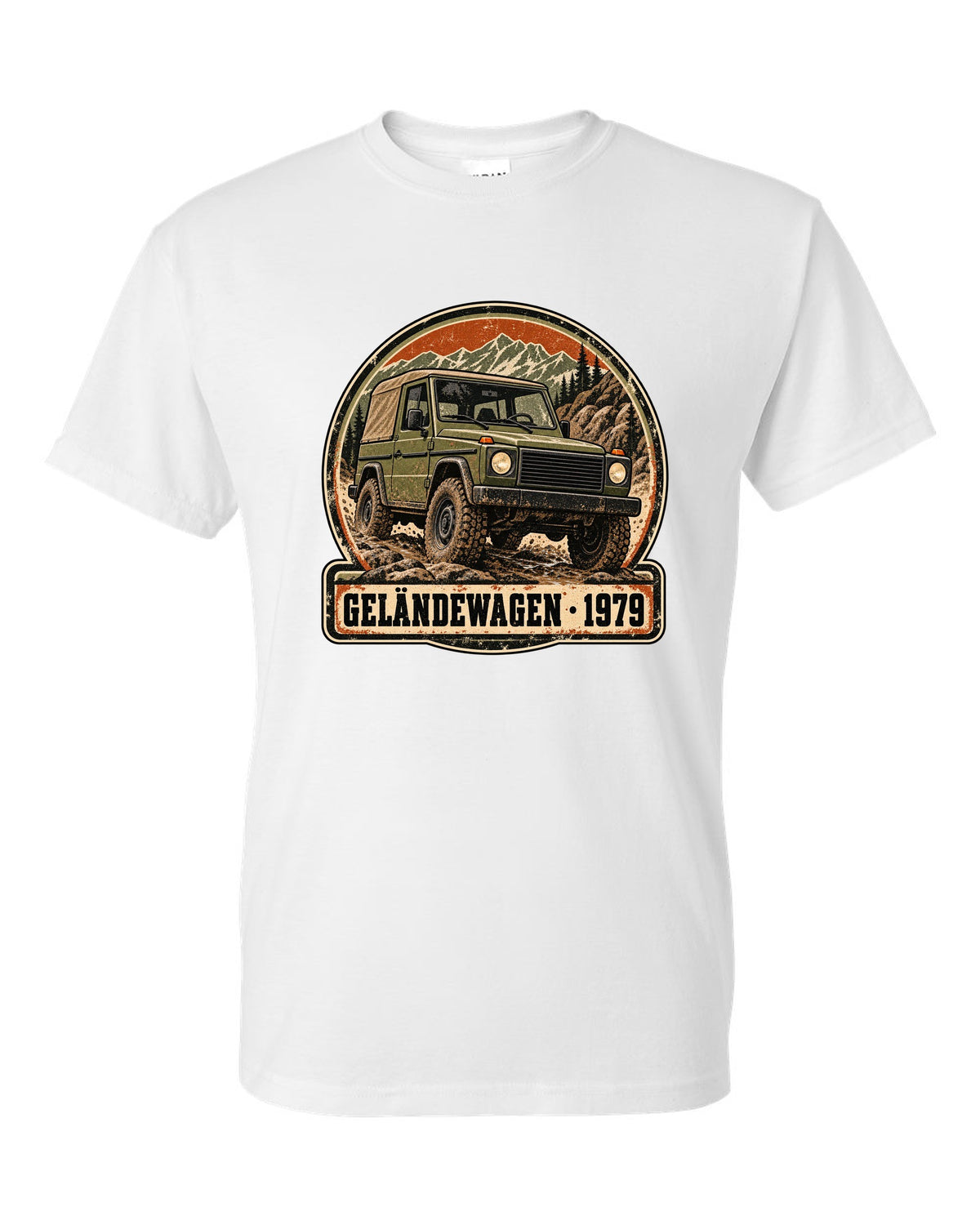 Flat minimal vector graphic of keys on a dish reading 12 MPG Worth It for a Mercedes G63 W464, print white t-shirt front view with the design