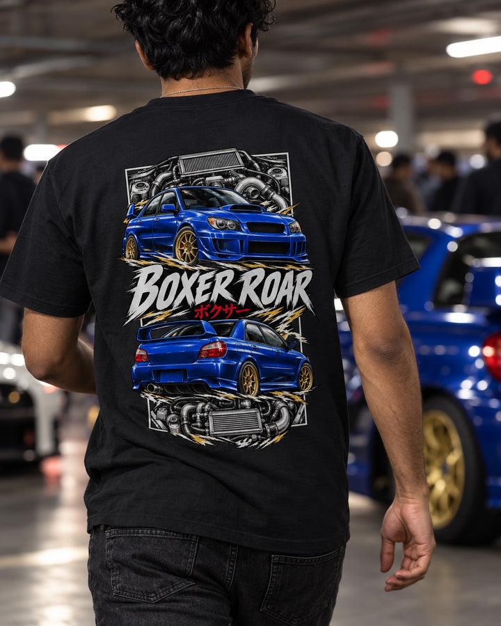 Subaru Wrx Gdb Torn Poster Full-Back Graphic Tee T-Shirt Black worn hero