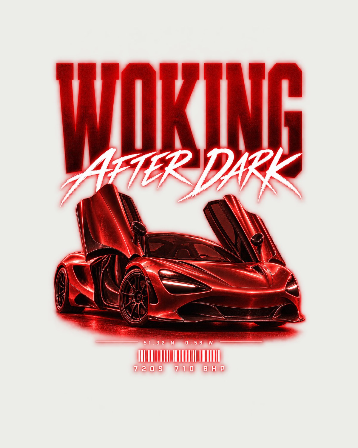 McLaren 720S 710 BHP Woking After Dark Street Poster Shirt design only