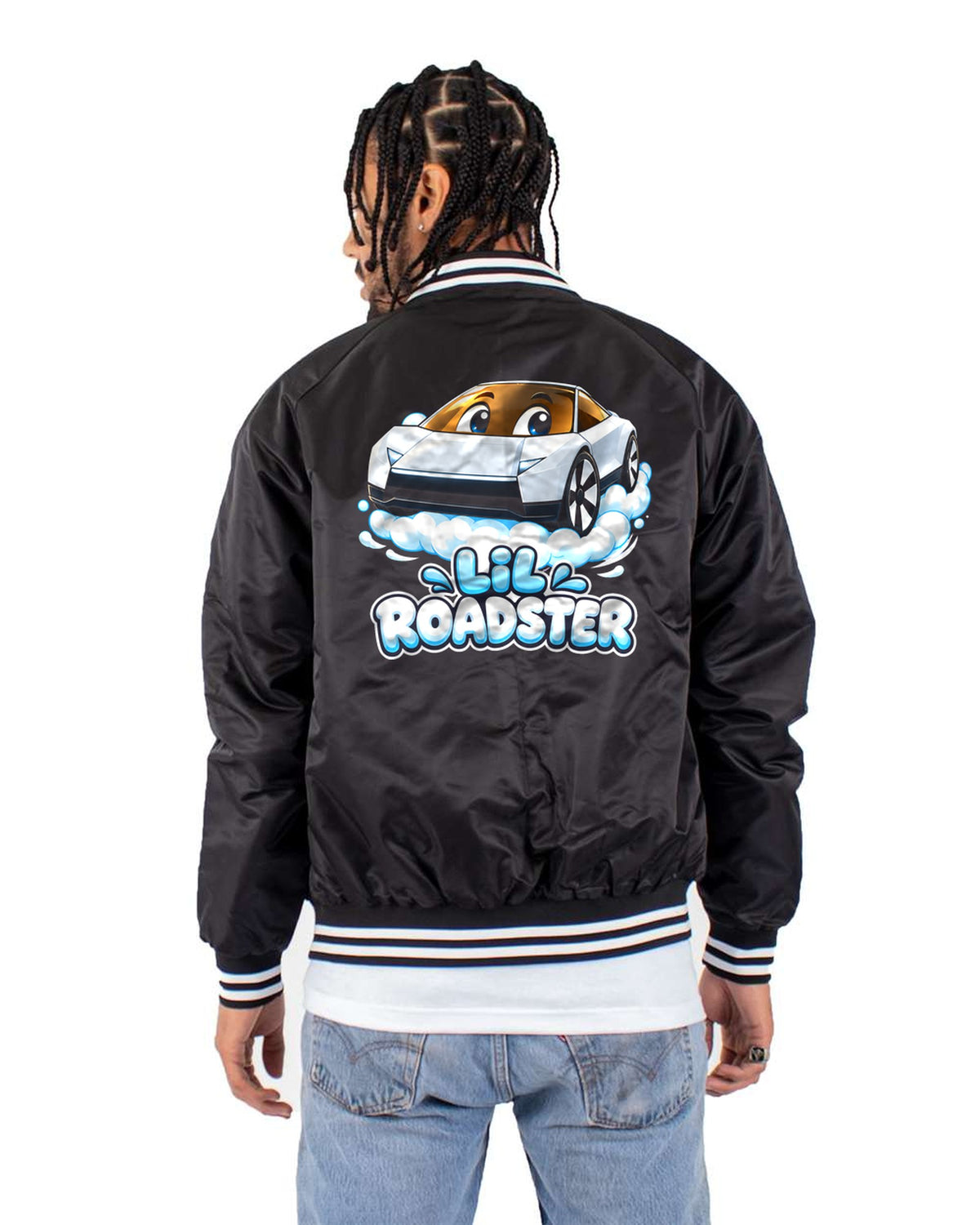 Lil Roadster Kids Shirt, Onesie & More Bomber Jacket Black back