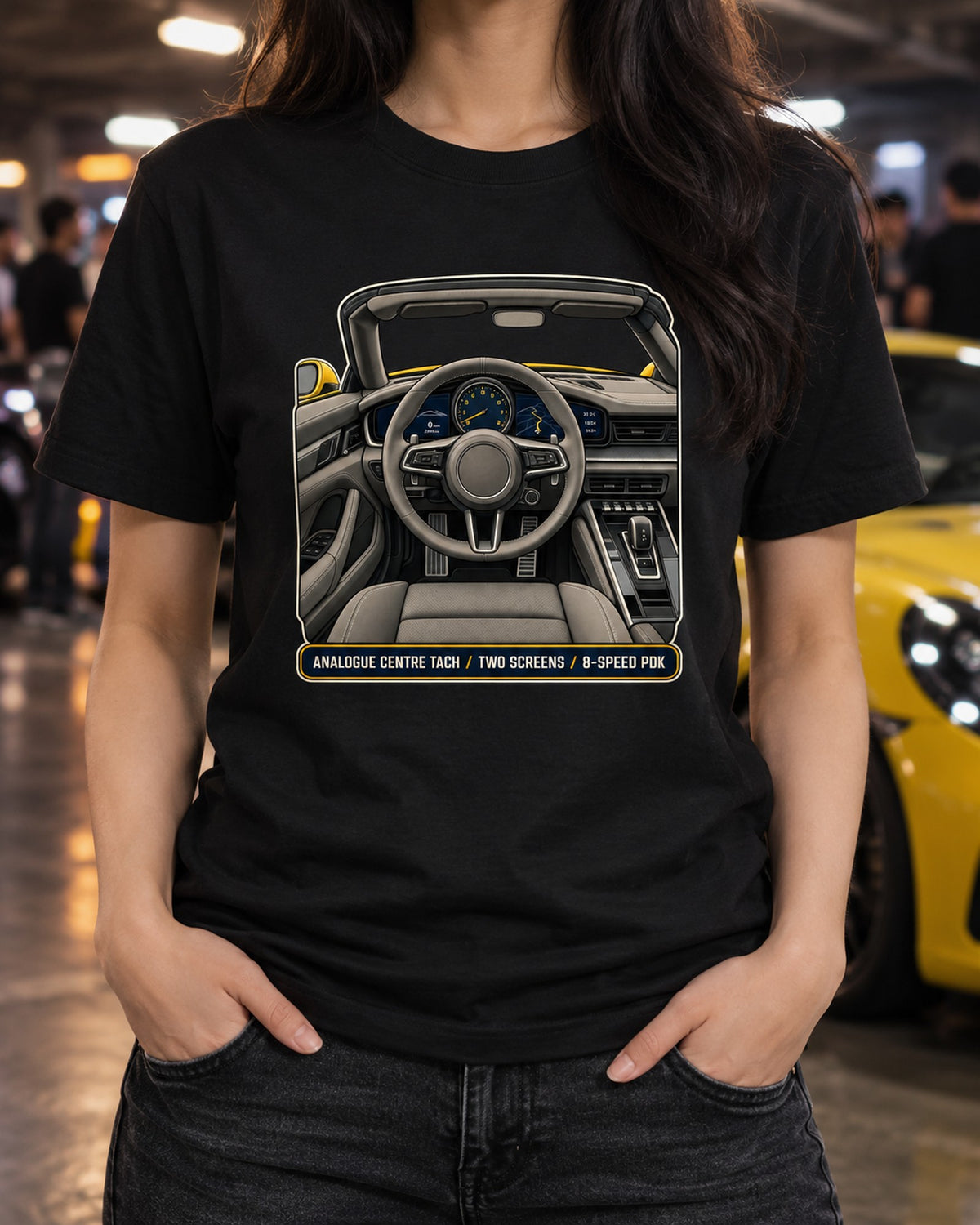 Porsche 992 Carrera S Cabriolet Cockpit Gauge Shirt T-Shirt Black worn hero