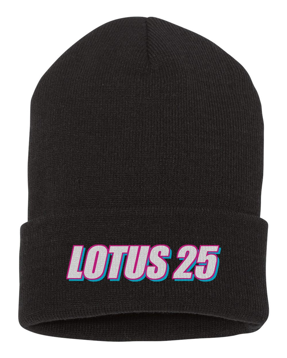 Lotus 25 black beanie front view with car name
