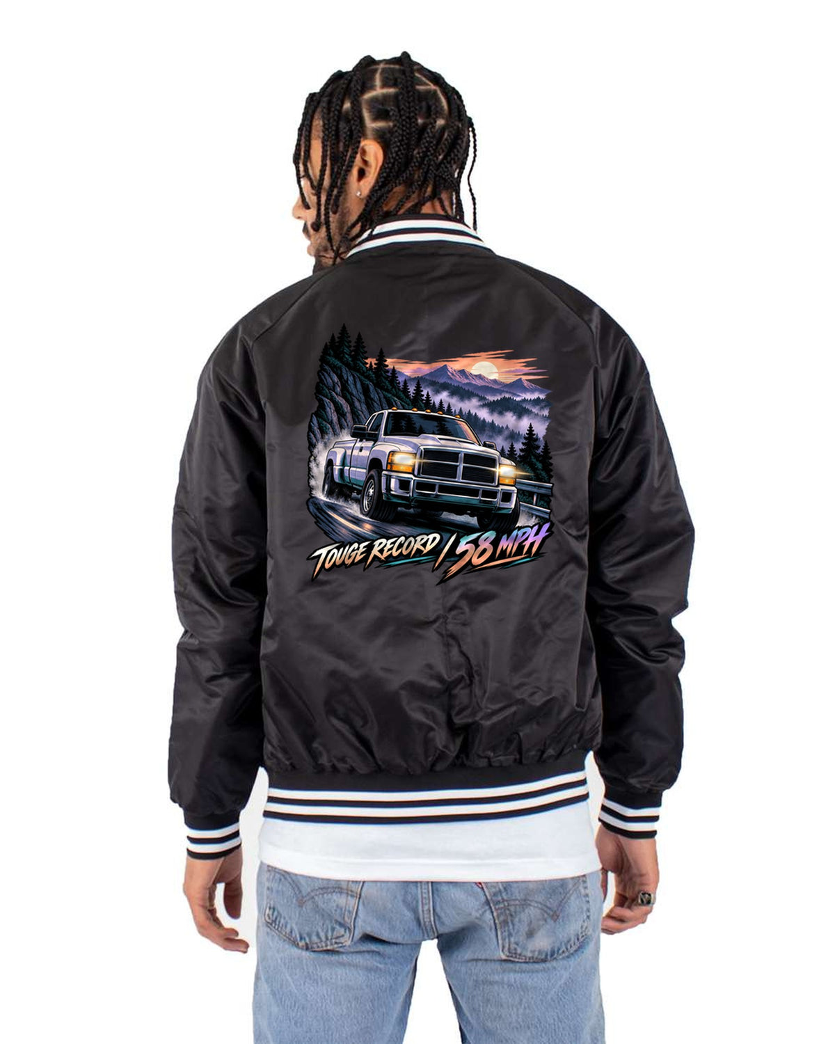 Dodge Ram 2500 12V Cummins Anime Touge Pass Shirt, 58 MPH Bomber Jacket Black back