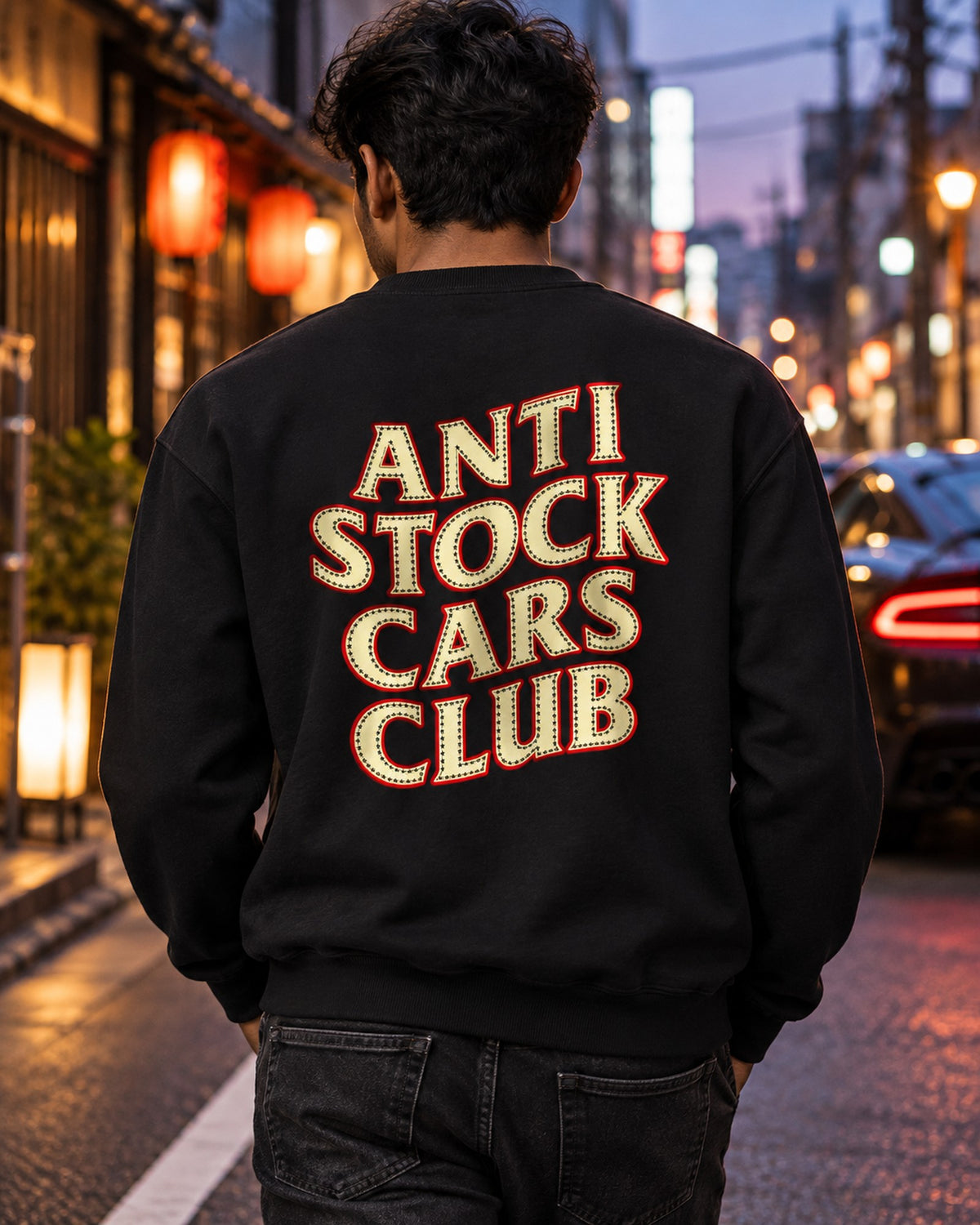 Anti Stock Cars Club Varsity College Shirt, Hoodie & More Crewneck Black worn hero