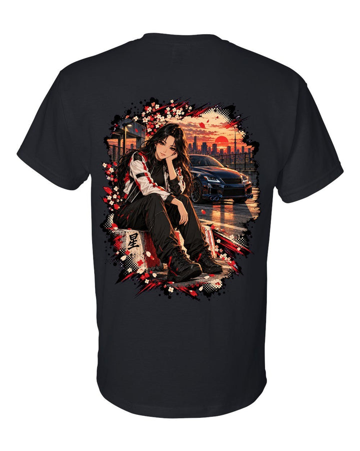 Lexus IS F Anime Girl T-Shirt Black back