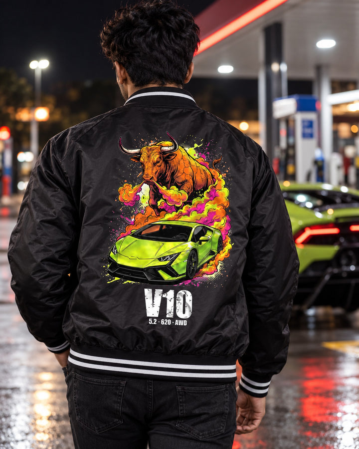 Lamborghini Huracan Bull Bomber Jacket worn hero