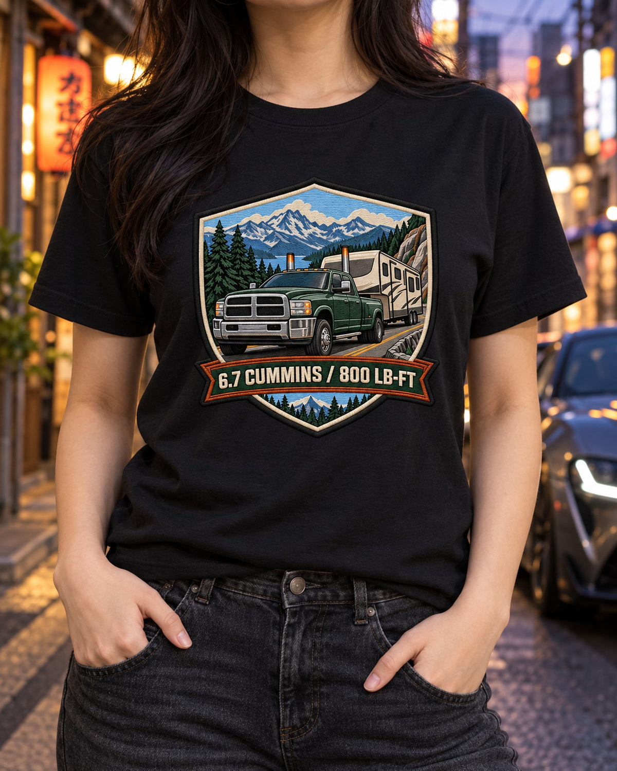 Ram 2500 4th Gen 6.7 Cummins Camper Crest Shirt, Diesel Truck Tee T-Shirt Black worn hero