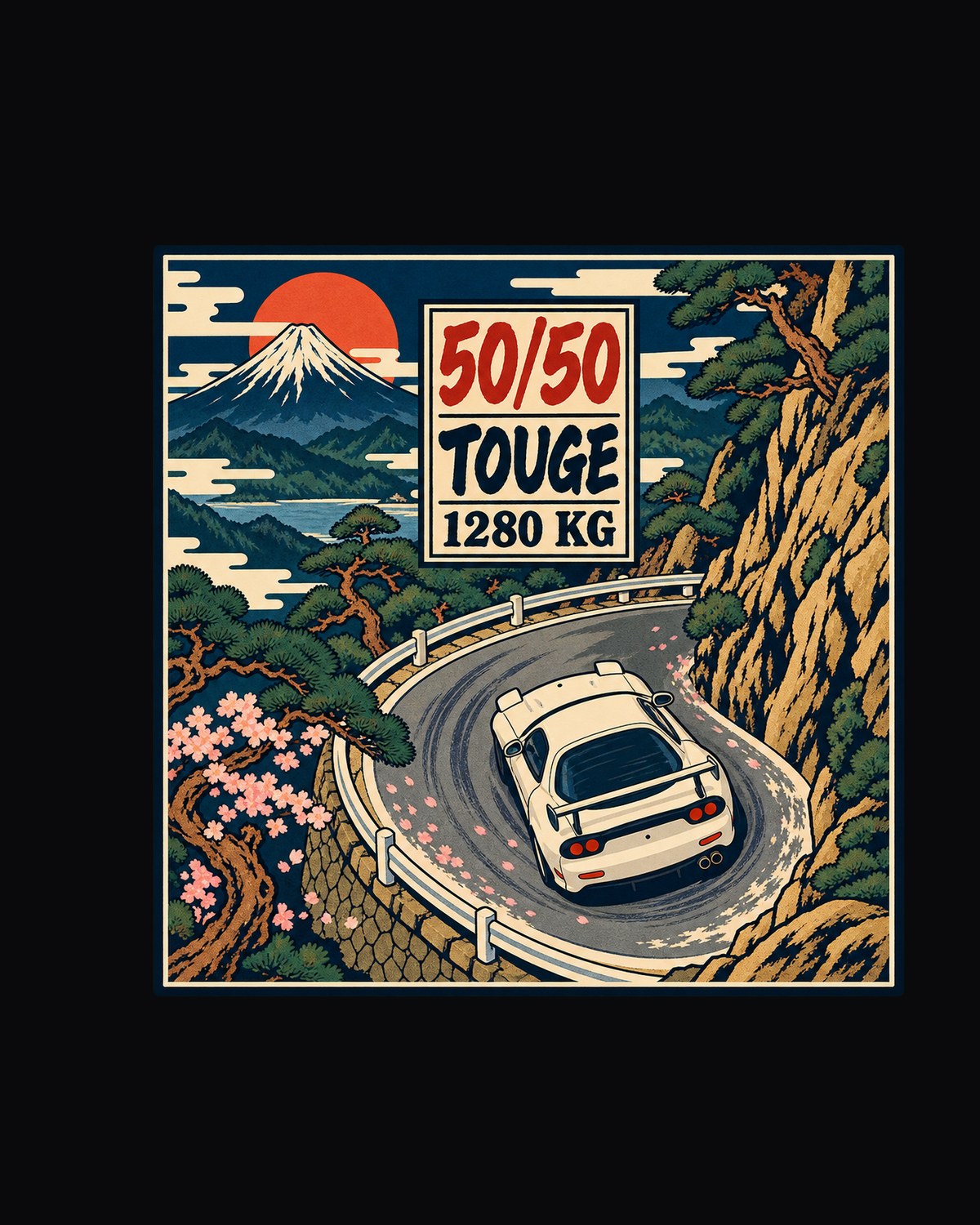 Mazda RX-7 FD3S and SA22C Hiroshima Dusk Lo-Fi Anime Shirt design only