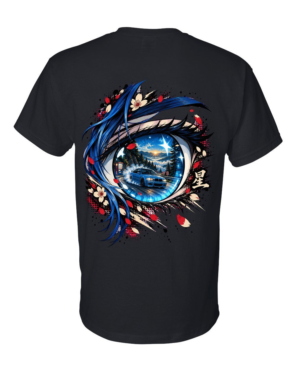 BMW M3 E46 Anime Girl T-Shirt Black back