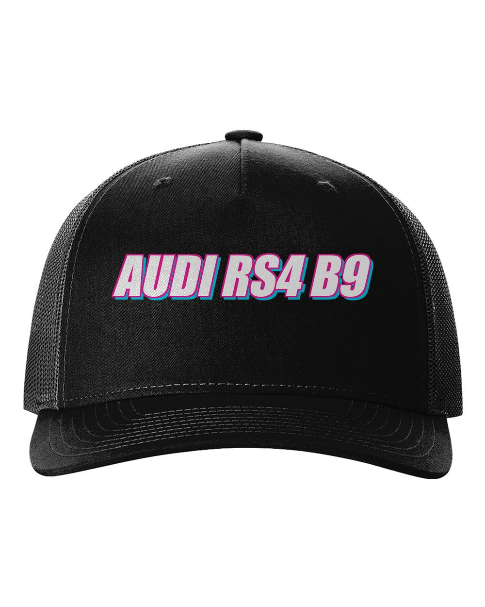 black hat front view with car name