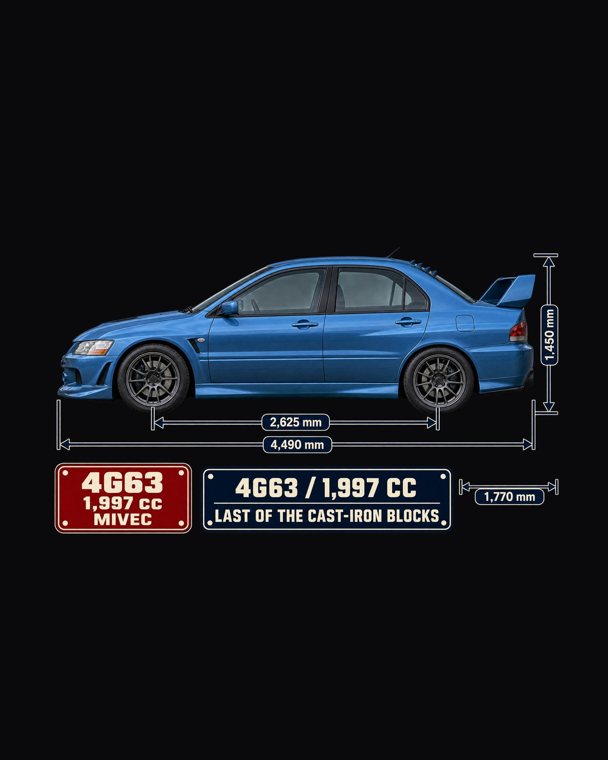 Lancer Evolution IX MR Blueprint Shirt, 4G63 Car Guy Gift design only