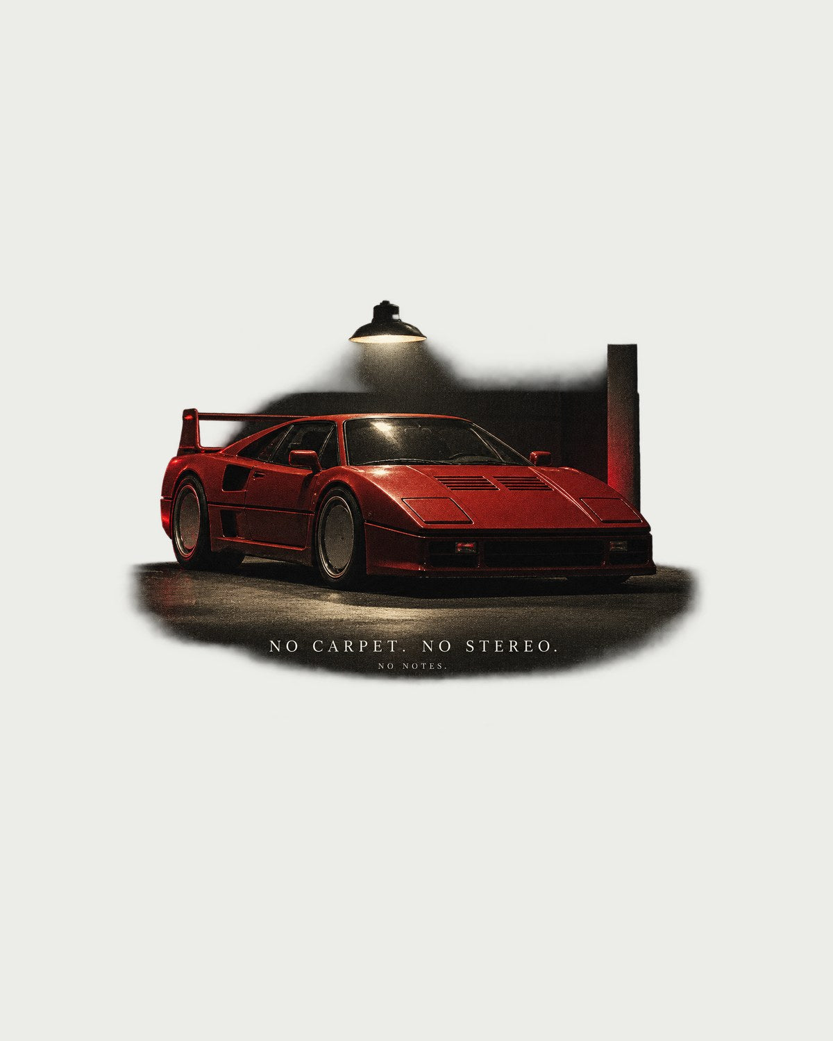 Ferrari F40 Night Garage Shirt, No Carpet No Stereo print design only