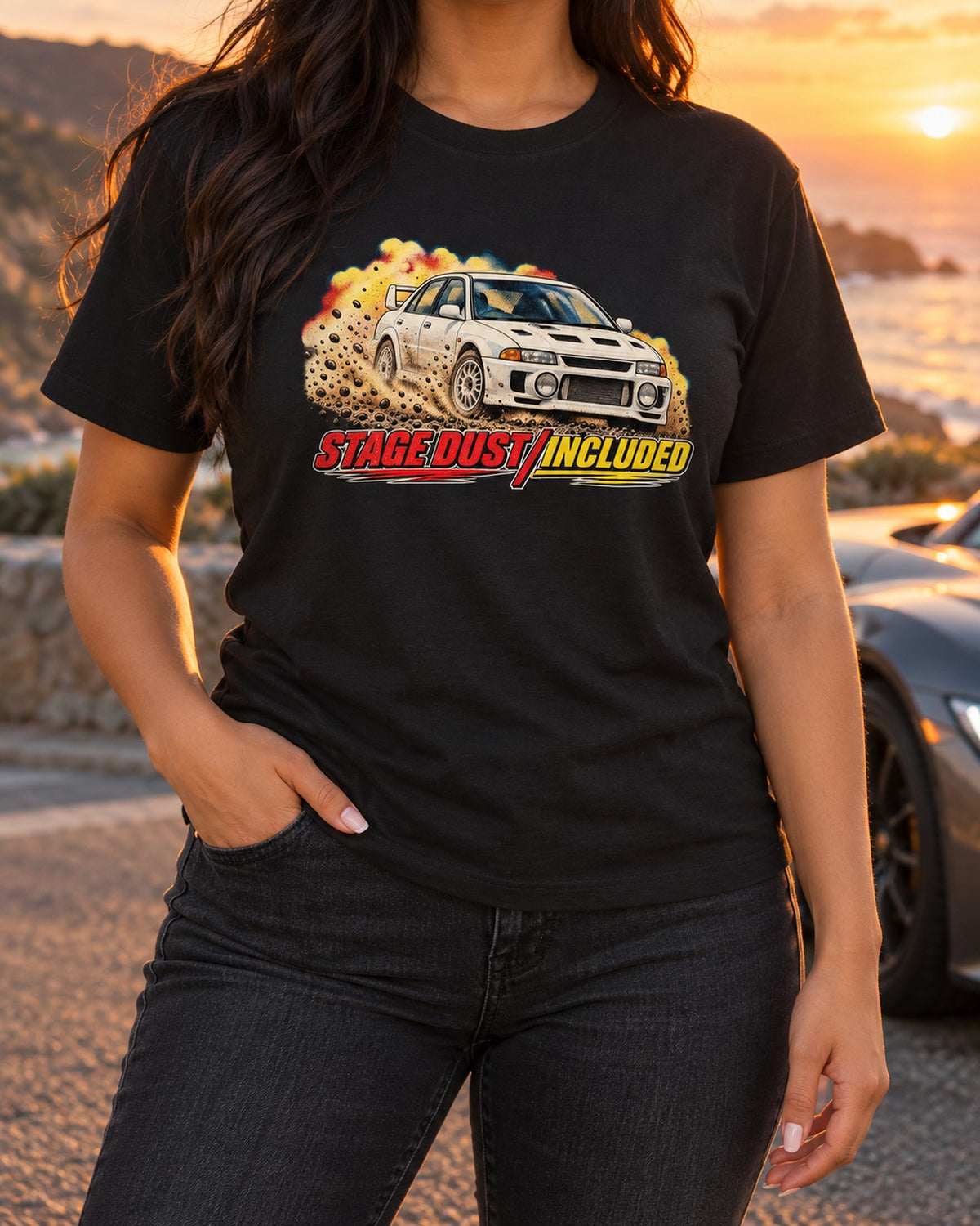 Mitsubishi Lancer Evolution III CE9A Halftone Rally Shirt T-Shirt Black worn hero