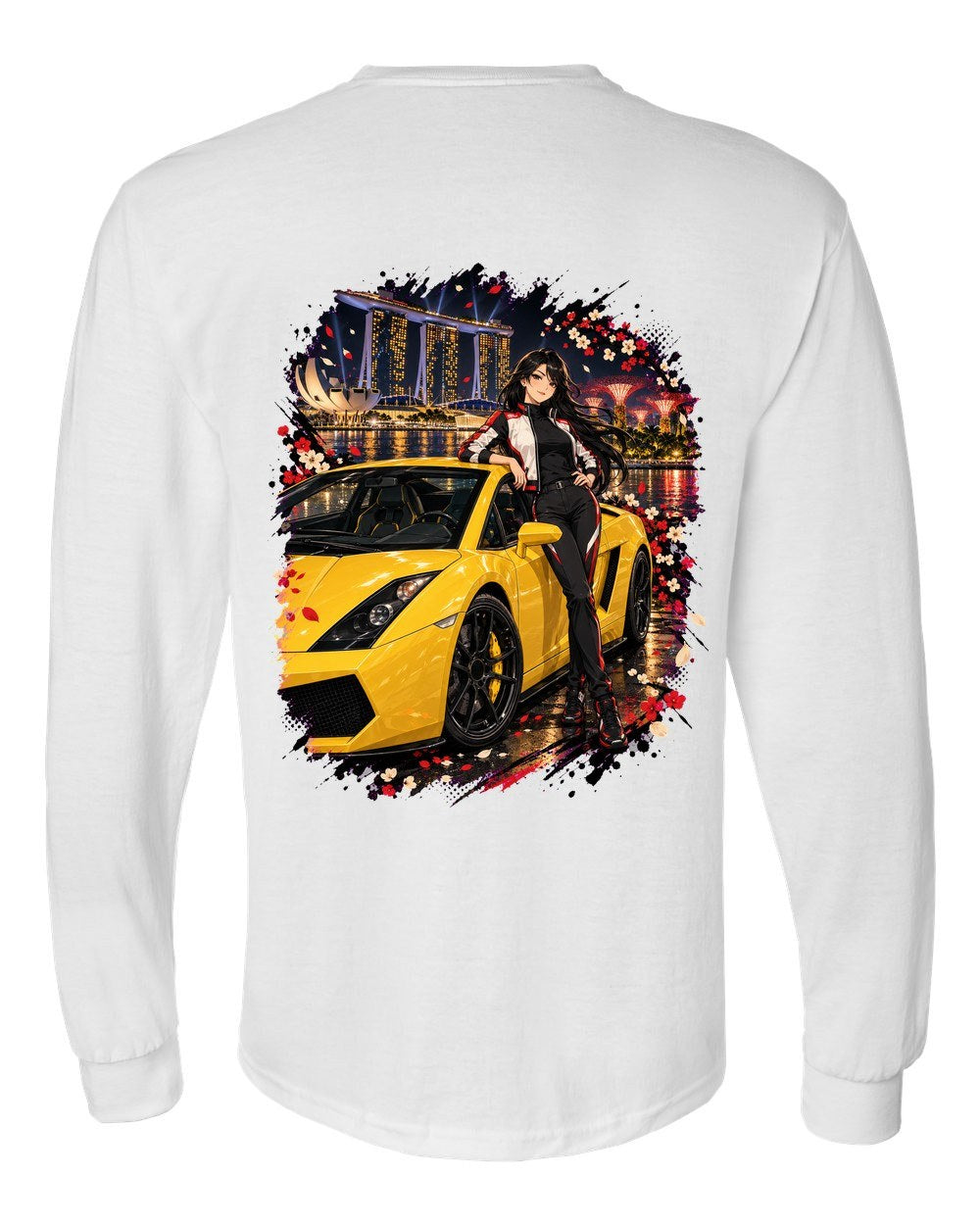 Lamborghini Gallardo Anime Girl Long Sleeve White back