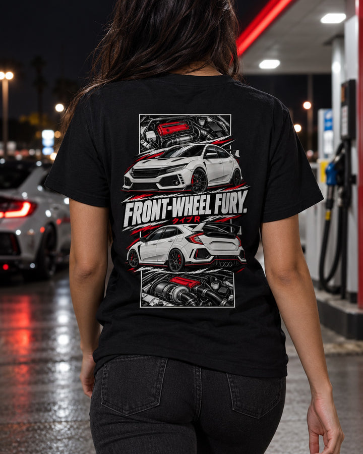 Honda Civic Fk8 Torn Poster Full-Back Graphic Tee T-Shirt Black worn hero