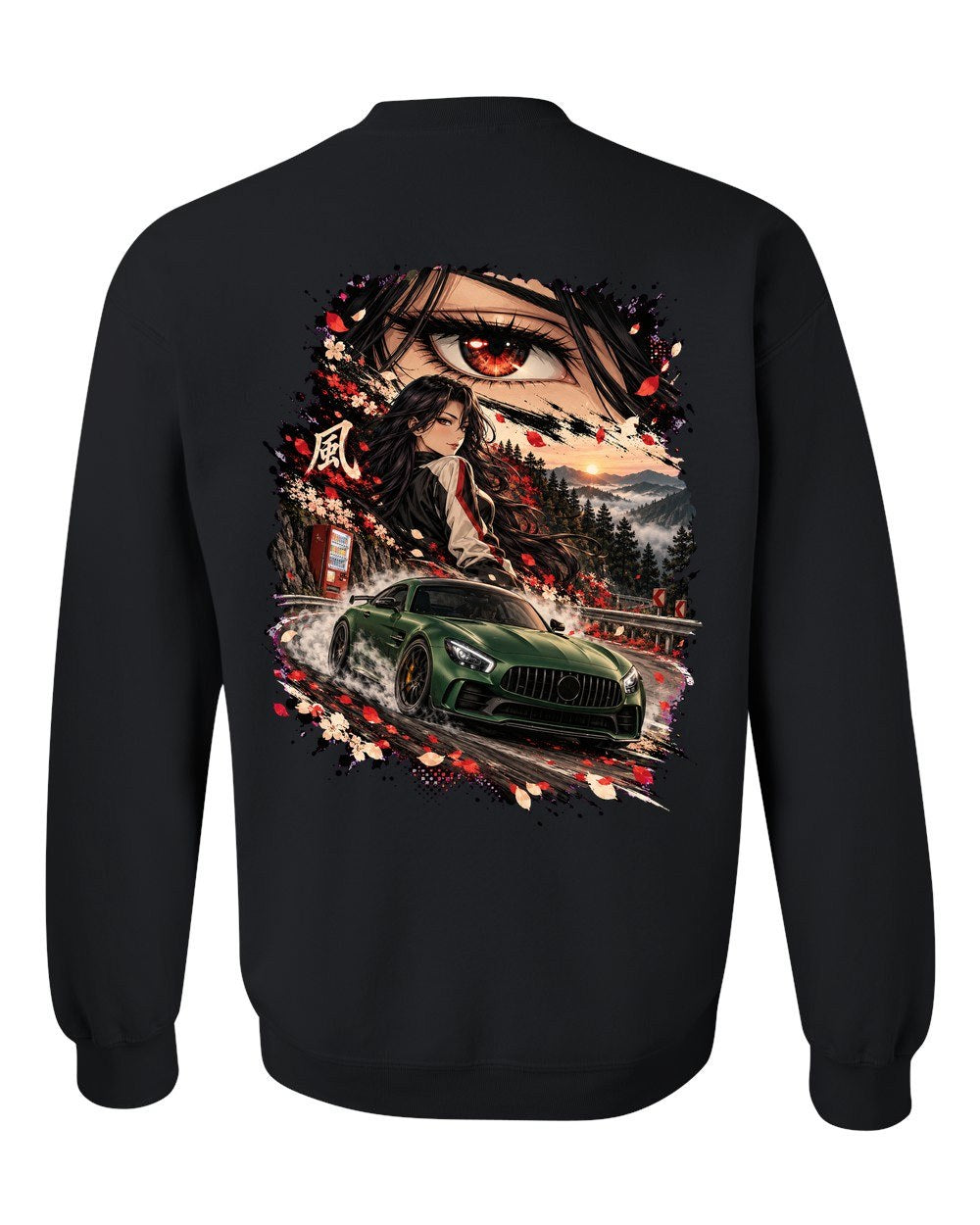 Mercedes-AMG GT R Anime Girl Crewneck Black back